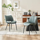 Modern Dining Chairs Set of 2 Armless Hollow Mid Back Minimalist