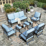 Patio Furniture Set, 2 x Swivel Chair, 2 x Fixed Chair, 2 x Ottoman, 1 x 3-Seat Sofa