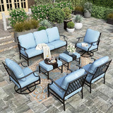 Patio Furniture Set, 2 x Swivel Chair, 2 x Fixed Chair, 2 x Ottoman, 1 x 3-Seat Sofa