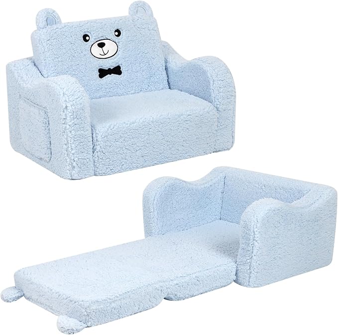 Blue Soft Sherpa Fabric with Adorable Teddy Bear Ears