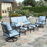 Patio Furniture Set, 2 x Cushioned Rocking Chair, 2 x Ottoman, 1 x 3-Seat Sofa