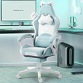 Gaming Chair Cute with Cat Ears and Massage Lumbar Support