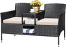 Outdoor Patio Loveseat Modern Rattan 2-Seat Patio Conversation Set