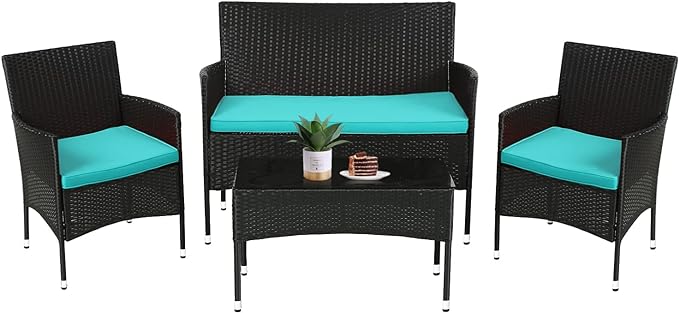 Patio Furniture Set 4 Pieces Outdoor Rattan Chair Wicker Sofa