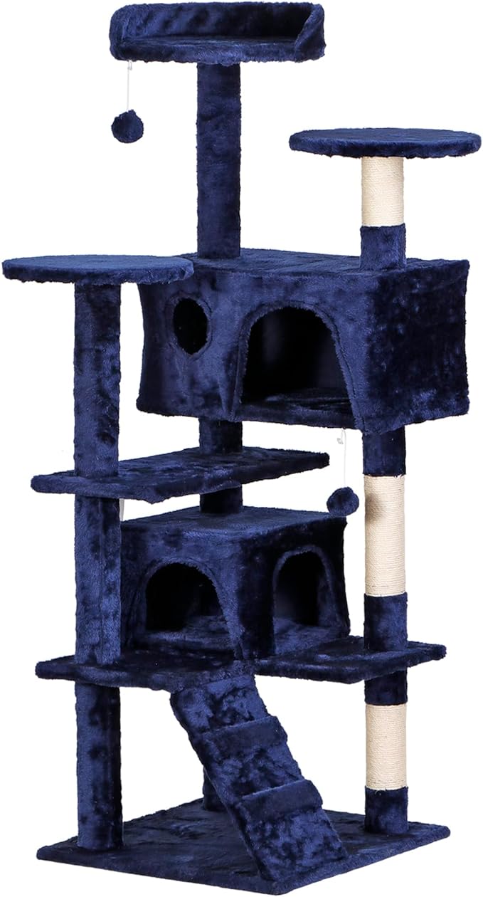 54in Cat Tree Tower for Indoor Cats Multi-Level Cat Condo Cat Bed Furniture