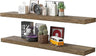 Floating Shelves, Black Wall Mounted Wooden Shelves with Invisible Brackets Set of 2