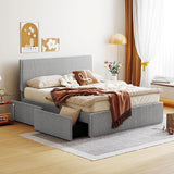 Queen Size Bed Frame, Wood Platform Bed Frame with Headboard