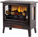 Electric Fireplace Stove Heater in Black Provides Supplemental Zone Heat