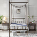 Metal Canopy Platform Bed Frame Four-Poster Canopied Bed Mattress Foundation