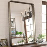 Silver Bathroom Mirror, 22x30 Inch Wall Mounted Framed Brushed Rectangle Metal Frame