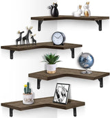 Floating Corner Shelves for Wall Décor Storage, Wall Shelves Set of 4