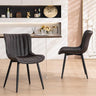 Black Dining Chairs Set of 2 Upholstered Mid Century Modern Kitchen Chair