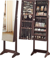 Jewelry Cabinet Armoire, Freestanding Lockable Storage Organizer Unit