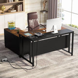 L-Shaped Computer Desk with Power Outlet