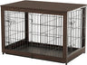 Wooden Dog Crate Furniture with Divider Panel, Dog Crate End Table
