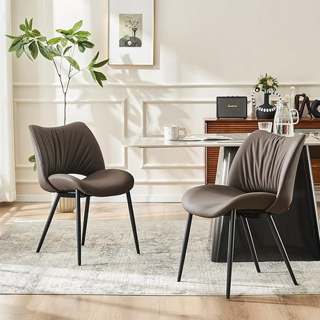 Modern Dining Chairs Set of 2 Armless Hollow Mid Back Minimalist