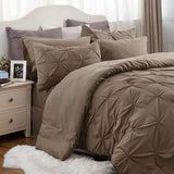 California King Comforter Set - Cal King Bed Set 7 Pieces, Pinch Pleat Navy