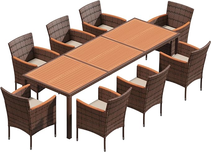 Patio Dining Set Outdoor Acacia Wood Table and Chairs