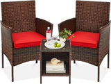 3-Piece Outdoor Wicker Conversation Bistro Set, Space Saving Patio Furniture for Yard