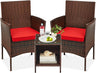 3-Piece Outdoor Wicker Conversation Bistro Set, Space Saving Patio Furniture for Yard