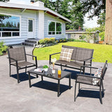 4 Pieces Patio Furniture Set All Weather Textile Fabric Outdoor Conversation Set