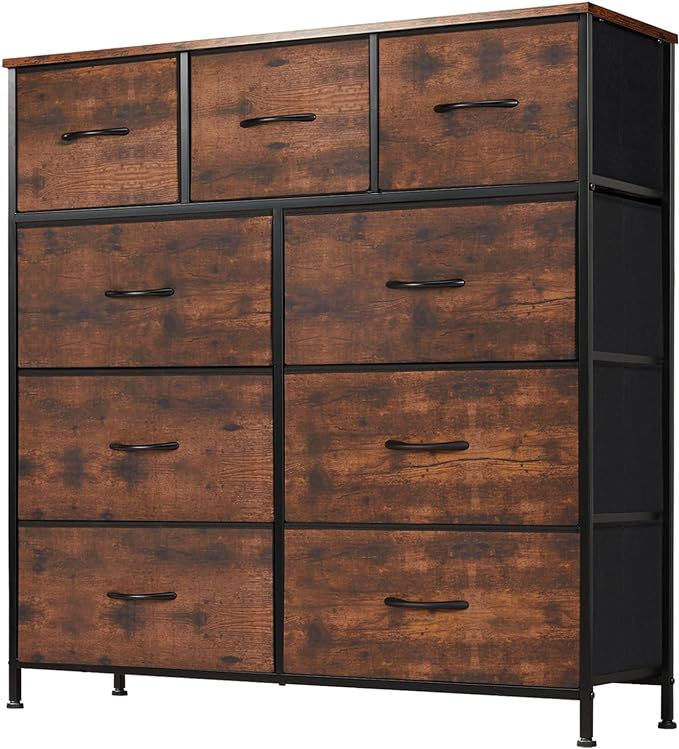 Dresser for Bedroom with 9 Drawers, Clothes Drawer Fabric