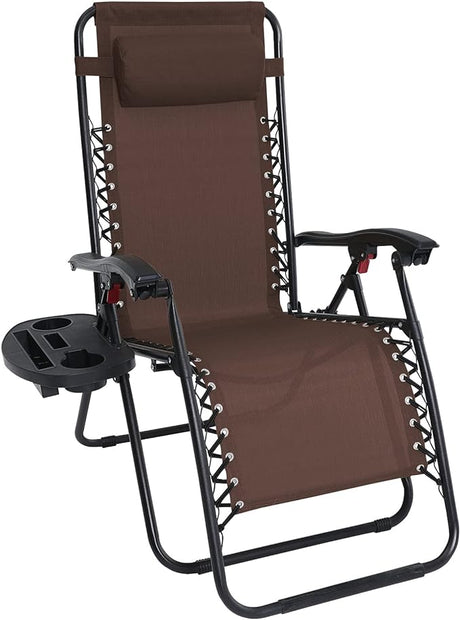 Zero Gravity Adjustable Reclining Patio Chair Lounge Chair with Removable Pillow