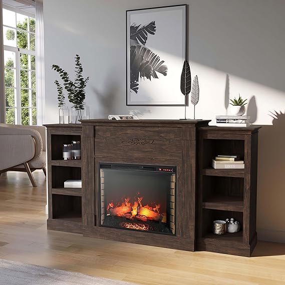 Electric Faux Fireplace TV Stand Mantel Heater