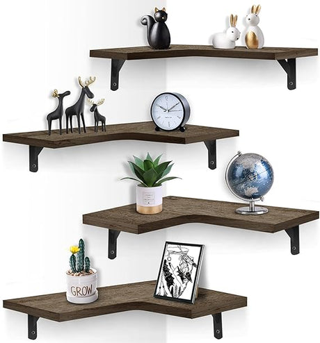 Floating Corner Shelves for Wall Décor Storage