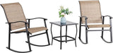 3 Piece Outdoor Rocking Bistro Set, Textilene Fabric Small Patio Furniture Set