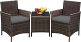 Patio Furniture Sets Outdoor PE Rattan Wicker Chairs with Soft Cushion and Glass