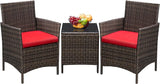 Patio Furniture Sets Outdoor PE Rattan Wicker Chairs with Soft Cushion and Glass