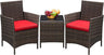 Patio Furniture Sets Outdoor PE Rattan Wicker Chairs with Soft Cushion and Glass