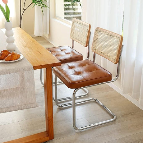 Rattan Dining Chairs with Cane Backrest