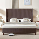 King Size Platform Bed Frame with 62" Headboard Corduroy Upholstered Bed/Wingback