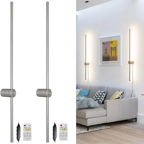 Modern Plug in Wall Sconce Set of 2 LED Black Wall Lights with Plug in Cord On/Off Switch