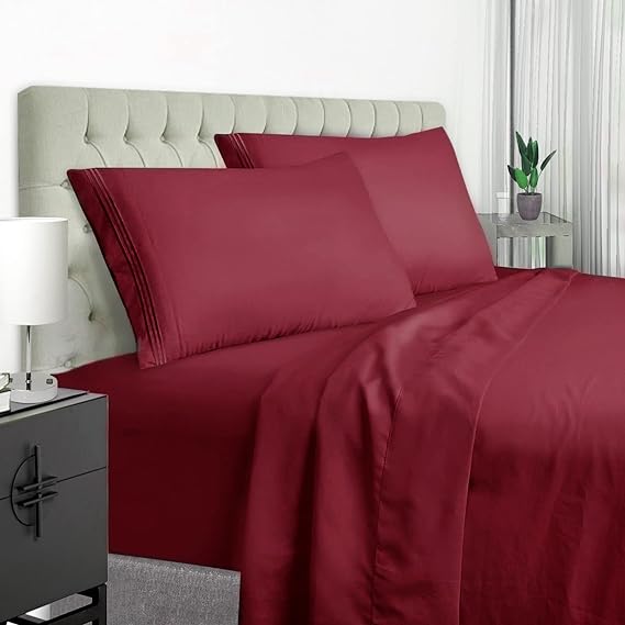 Beige Queen Size Bed Sheets Set Deep Pocket to 21 inches Mattress