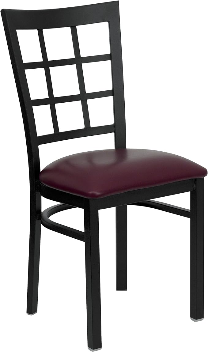 HERCULES Series Black Window Back Metal Restaurant Chair