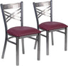 2 Pack HERCULES Series Clear Coated ''X'' Back Metal Restaurant Chair - Black Vinyl Seat