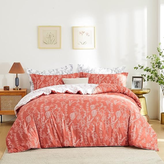 Floral Queen Size Comforter Set for Queen Bed Farmhouse Boho Bedding Comforter Sets