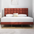 King Bed Frame Upholstered Platform with Headboard and Strong Wooden Slats,Non-Slip