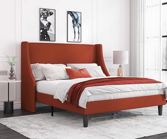 Queen Bed Frame, Platform Bed Frame Queen Size with Upholstered Headboard