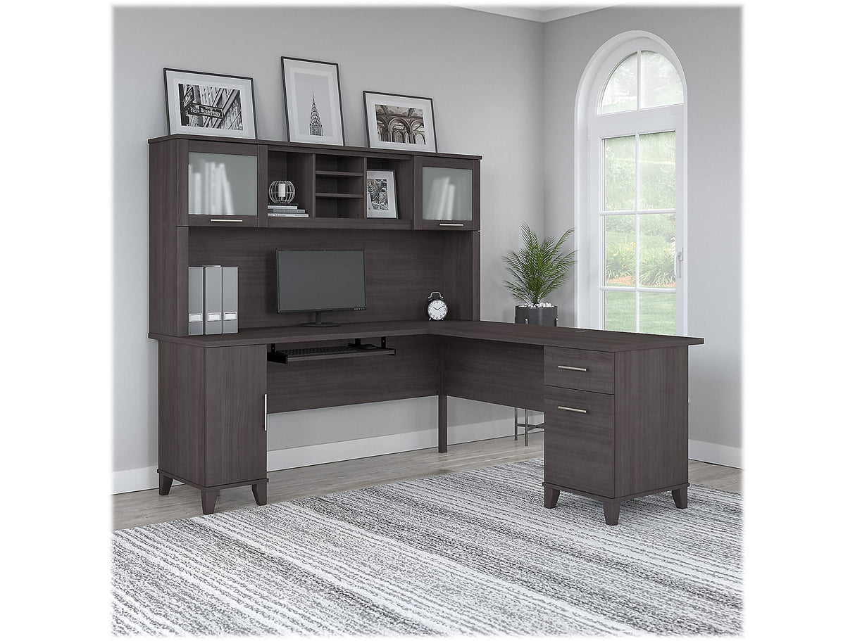 Bush Somerset 72-Inch L-Shaped Desk with Hutch - Office Workstation