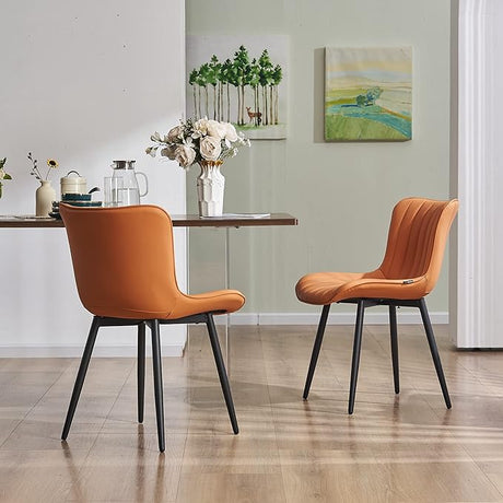 Black Dining Chairs Set of 2 Upholstered Mid Century Modern Kitchen Chair