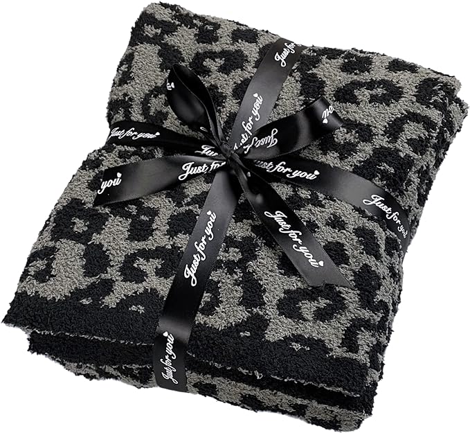 Leopard Knit Throw Blanket Soft Plush Fluffy Cheetah Print  Blanket Lightweight