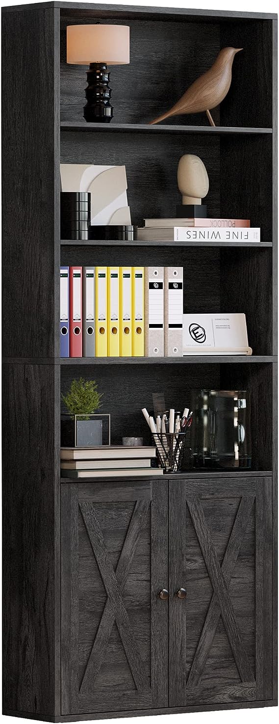 Industrial Bookshelves and Bookcases with Doors Floor