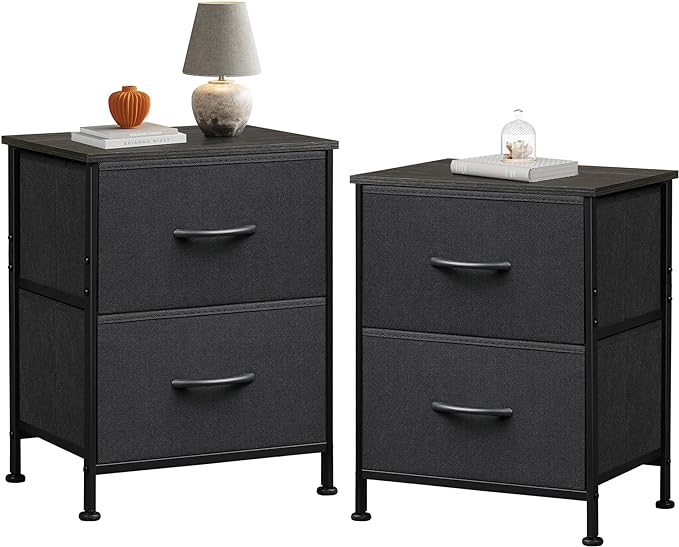 Nightstand Set of 2, 2 Drawer Dresser for Bedroom, Small Dresser with 2 Drawers