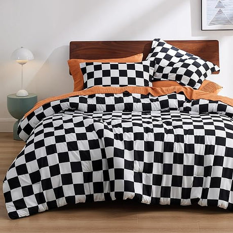 Plaid Comforter Set - Bedding Comforter Set Queen, Reversible Blue Buffalo