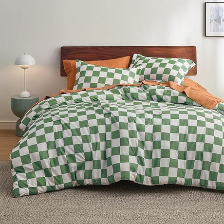 Plaid Comforter Set - Bedding Comforter Set Queen, Reversible Blue Buffalo