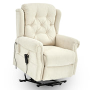 Chenille Beige Recliner with Remote and Pockets